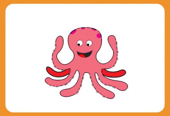 Octopus drawing for kids with pencil, watercolor