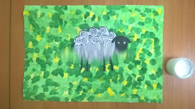 Schafe - Zeichnung für Kinder mit Bleistift, Farben
