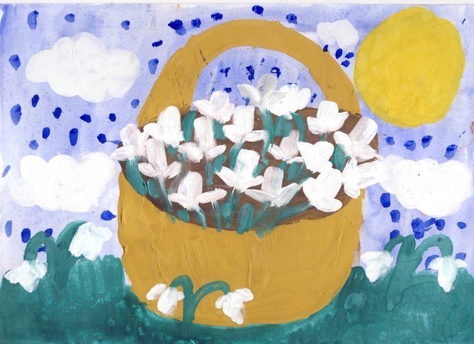 Disegno di bucaneve per bambini con matita e colori