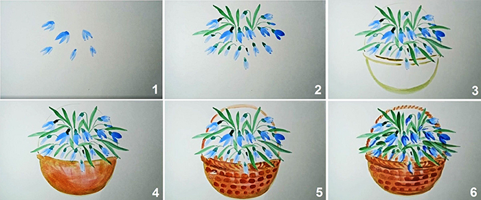 Disegno di bucaneve per bambini con matita e colori