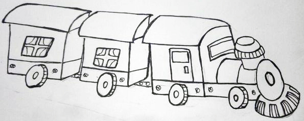 Zugzeichnung für Kinder mit Bleistift Schritt für Schritt