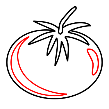 Tomatenzeichnung für Kinder mit Bleistift, Farben