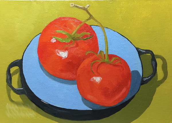Tomatenzeichnung für Kinder mit Bleistift, Farben