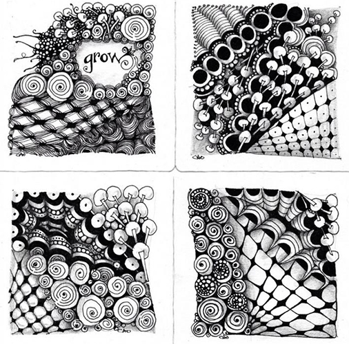 Zeichnungen im Kritzeleien- und Zentangle-Stil. Einfach für Anfänger