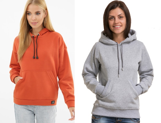 Damen-Sweatshirt. Muster mit Stickerei, Raglanärmel, Kapuze, Druck
