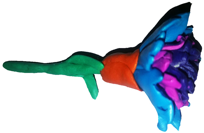 Blumen aus Plastilin für Kinder von 3-7 Jahren, volumetrisch, auf Karton