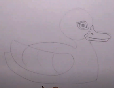 Entenzeichnung für Kinder Schritt für Schritt mit einem Bleistift