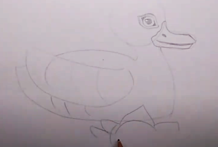 Entenzeichnung für Kinder Schritt für Schritt mit einem Bleistift