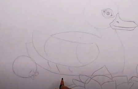 Entenzeichnung für Kinder Schritt für Schritt mit einem Bleistift