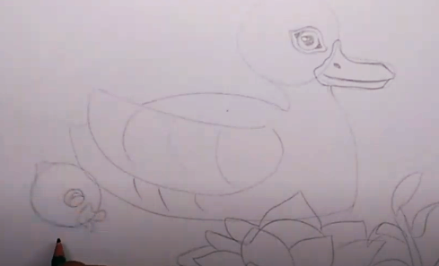 Entenzeichnung für Kinder Schritt für Schritt mit einem Bleistift