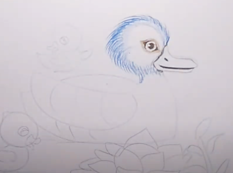 Entenzeichnung für Kinder Schritt für Schritt mit einem Bleistift
