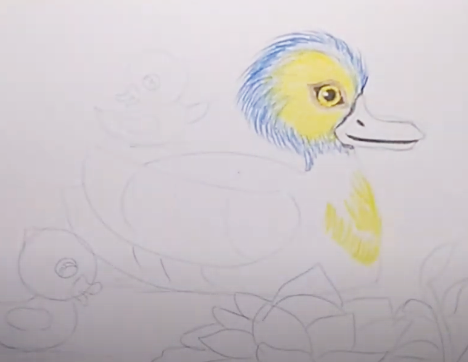 Entenzeichnung für Kinder Schritt für Schritt mit einem Bleistift