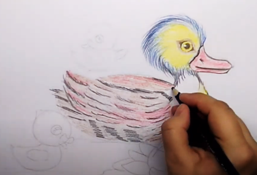 Entenzeichnung für Kinder Schritt für Schritt mit einem Bleistift