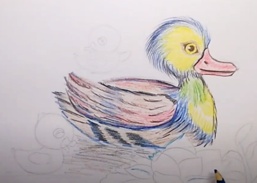 Entenzeichnung für Kinder Schritt für Schritt mit einem Bleistift