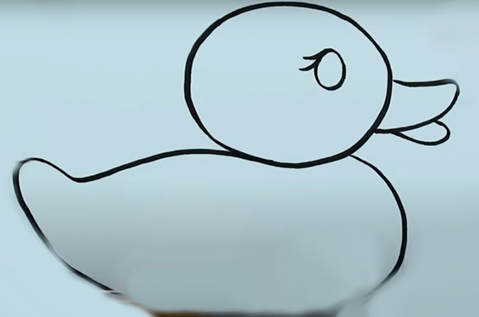 Entenzeichnung für Kinder Schritt für Schritt mit einem Bleistift