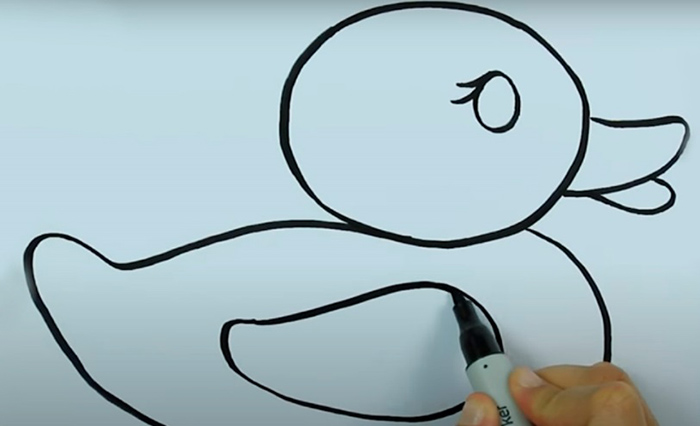 Entenzeichnung für Kinder Schritt für Schritt mit einem Bleistift