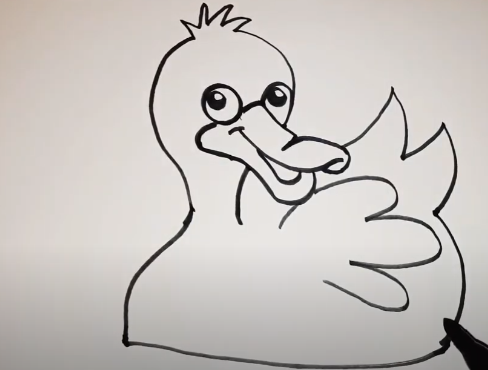 Entenzeichnung für Kinder Schritt für Schritt mit einem Bleistift