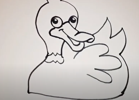 Entenzeichnung für Kinder Schritt für Schritt mit einem Bleistift