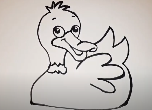 Entenzeichnung für Kinder Schritt für Schritt mit einem Bleistift