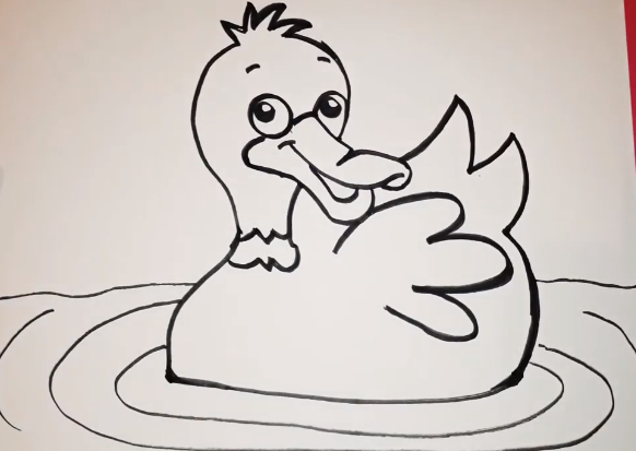 Entenzeichnung für Kinder Schritt für Schritt mit einem Bleistift