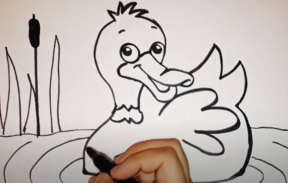 Entenzeichnung für Kinder Schritt für Schritt mit einem Bleistift