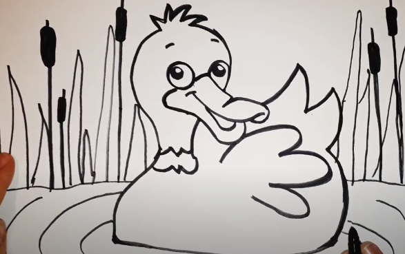 Entenzeichnung für Kinder Schritt für Schritt mit einem Bleistift