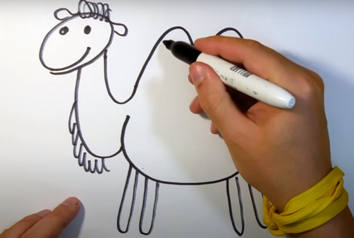 Kamel zeichnen für Kinder mit Bleistift Schritt für Schritt