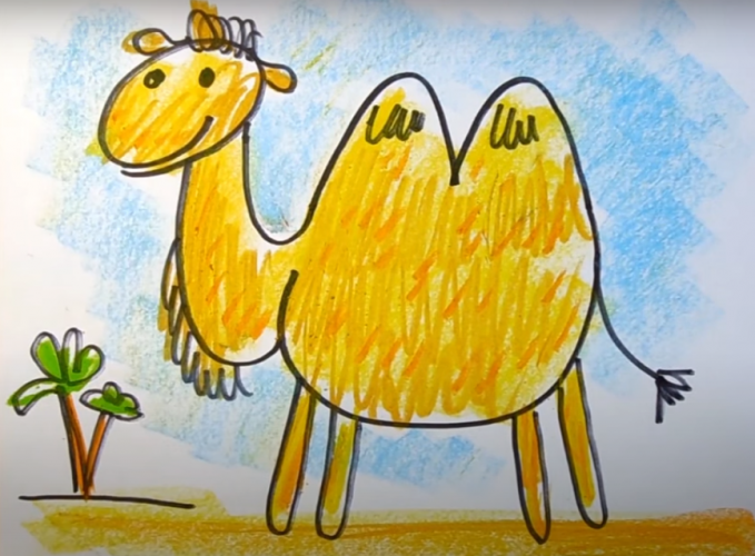 Kamel zeichnen für Kinder mit Bleistift Schritt für Schritt