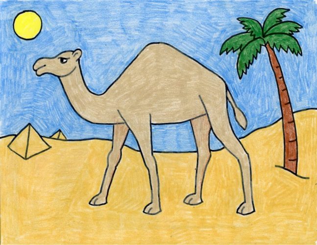 Kamel zeichnen für Kinder mit Bleistift Schritt für Schritt