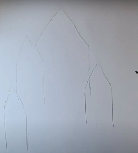 Schloss der Schneekönigin, Bleistiftzeichnung, Farben