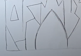 Schloss der Schneekönigin, Bleistiftzeichnung, Farben