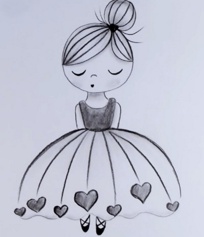 Disegno di ballerina per bambini con matita passo dopo passo