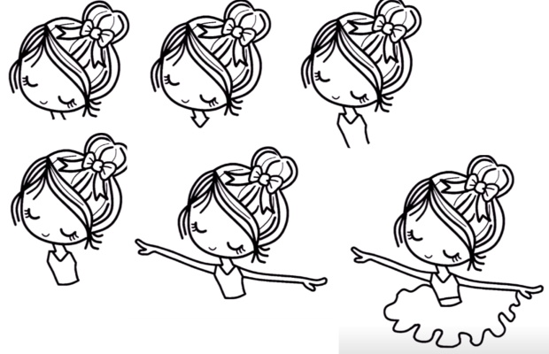 Disegno di ballerina per bambini con matita passo dopo passo