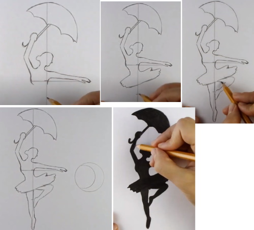 Disegno di ballerina per bambini con matita passo dopo passo