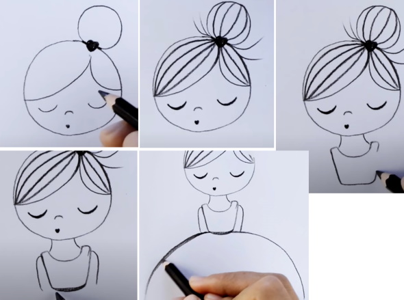 Disegno di ballerina per bambini con matita passo dopo passo
