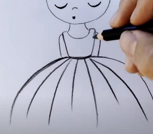Disegno di ballerina per bambini con matita passo dopo passo