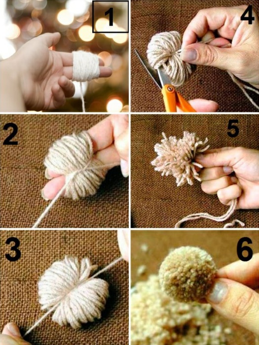 DIY Pom Pom Teppich Schritt für Schritt mit Fotos
