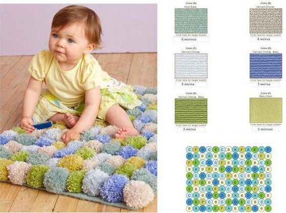 DIY Pom Pom Teppich Schritt für Schritt mit Fotos