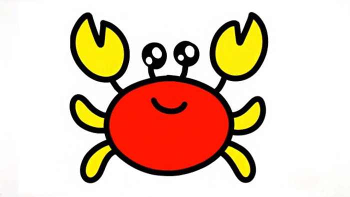 Krabbenzeichnung für Kinder mit Bleistift Schritt für Schritt in Farbe