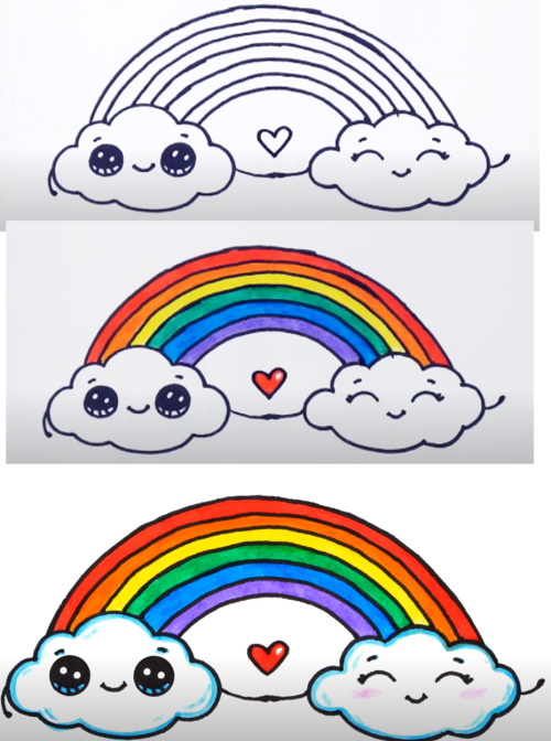 Disegni kawaii carini per schizzi a matita facili