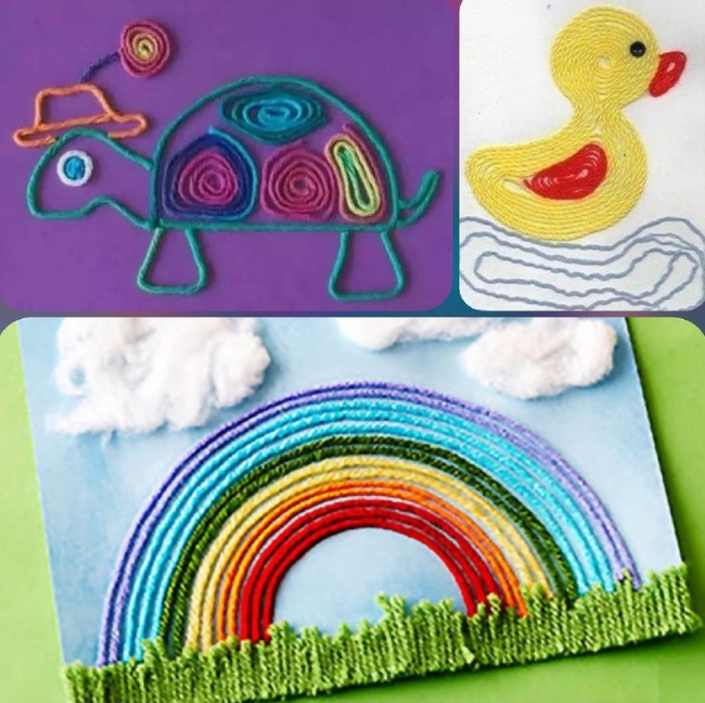 Zeichnen mit Faden und Farben. Wie heißt der Meisterkurs für Kinder?