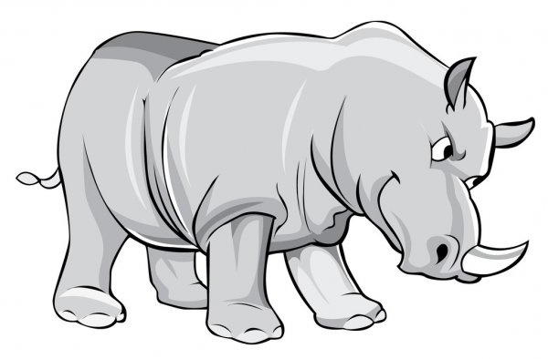 Nashorn zeichnen für Kinder mit Bleistift Schritt für Schritt