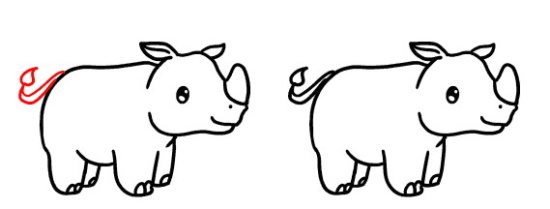 Nashorn zeichnen für Kinder mit Bleistift Schritt für Schritt
