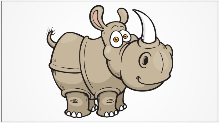 Nashorn zeichnen für Kinder mit Bleistift Schritt für Schritt