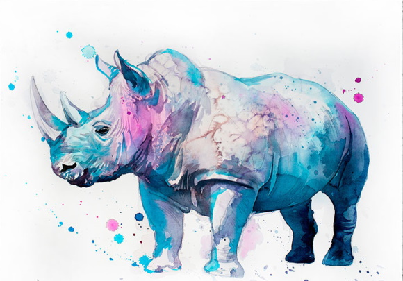 Nashorn zeichnen für Kinder mit Bleistift Schritt für Schritt