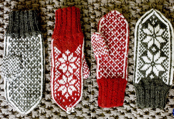 Ornament für gestrickte Fäustlinge. Schemata und Beschreibung