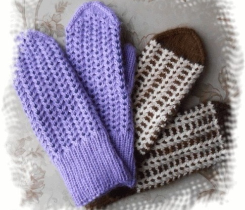 Ornament für gestrickte Fäustlinge. Schemata und Beschreibung