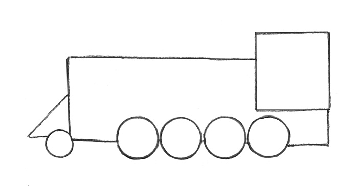Dampflokomotive zeichnen für Kinder mit einfachem Bleistift