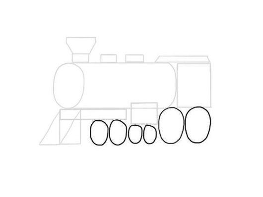 Dampflokomotive zeichnen für Kinder mit einfachem Bleistift