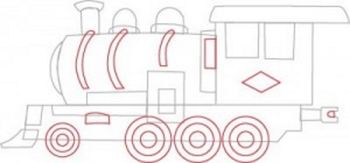 Dampflokomotive zeichnen für Kinder mit einfachem Bleistift